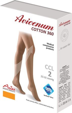 Aries Avicenum 360 COTTON - pończochy zdrowotne z koronką - bawełna 60%