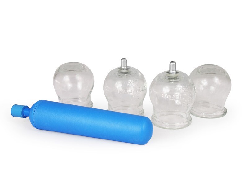 Bańki ogniowe i bezogniowe (zestaw 8+8 szt.) z pompką