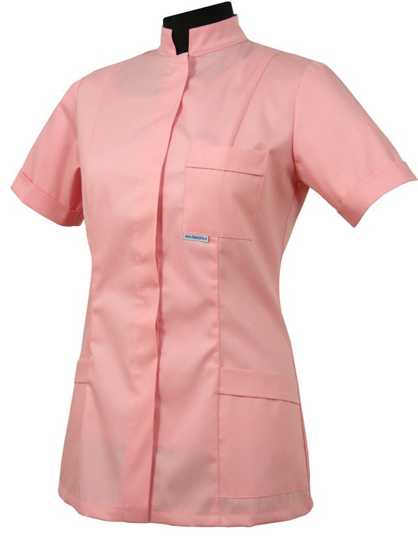 Bluza damska medyczna 010 - kołnierz stójka, zapięcie kryte