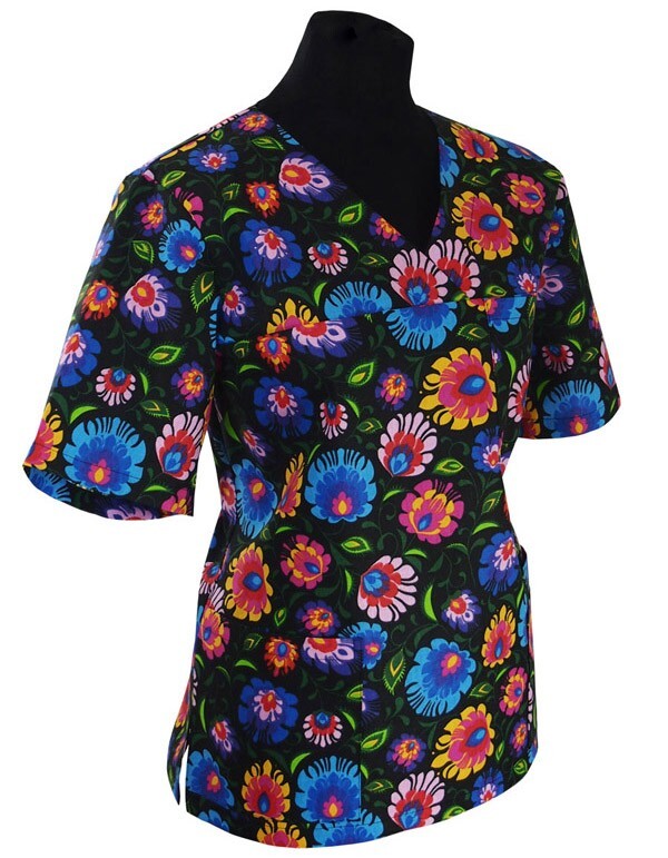 Bluza medyczna damska wzorzysta 014V