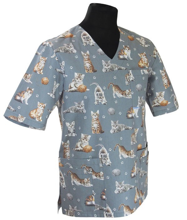 Bluza medyczna męska wzorzysta dla barberów 013V M