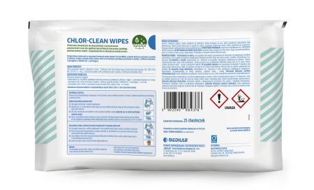CHLOR-CLEAN Wipes - Chusteczki do mycia oraz dezynfekcji powierzchni 25szt.