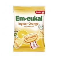 Cukierki ziołowe bez cukru Em-eukal Imbir-Pomarańcza - 75g