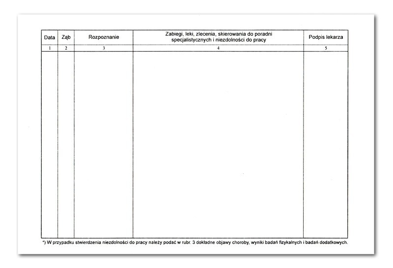 Druki - Karta choroby poradni stomatologicznej ST-1