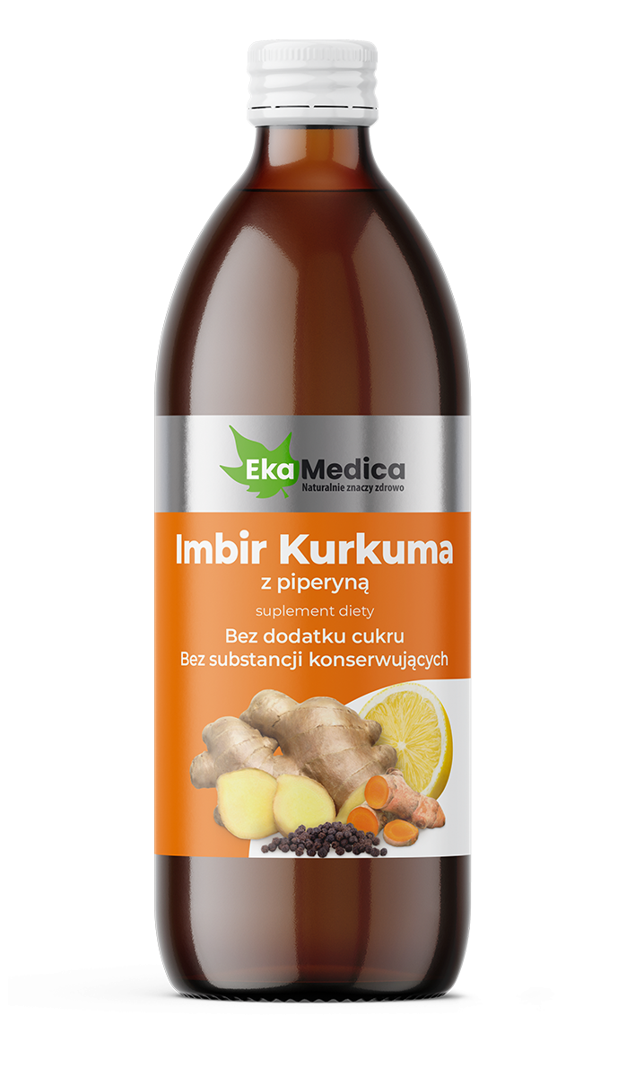 EkaMedica EKA Imbir Kurkuma z piperyną Sok z Imbiru i Kurkumy z piperyną bez konserwantów - 500ml