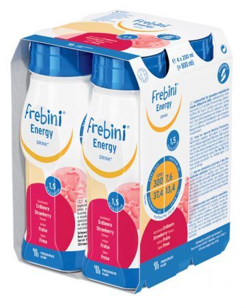 Frebini energy DRINK - truskawka - Dieta wysokokaloryczna dla dzieci (1,5 kcal/ml) - 4x200ml!