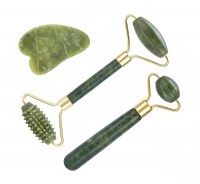 Jadeitowy wałek do masażu twarzy z kamieniem i rollerem