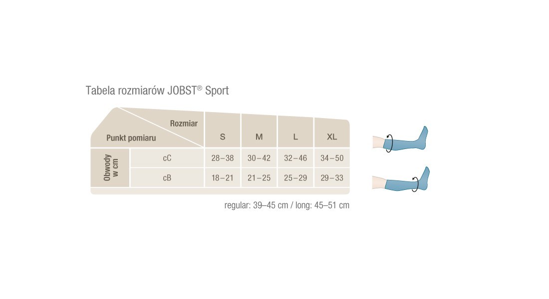JOBST Sport - sportowe podkolanówki uciskowe 15-20 mmHg