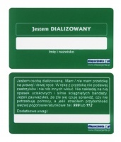 Karta informacyjna Jestem DIALIZOWANY zielona