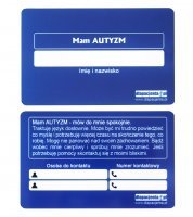 Karta informacyjna Mam AUTYZM niebieska