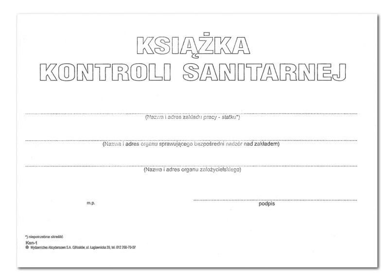 Książka kontroli sanitarnej Ksn-1