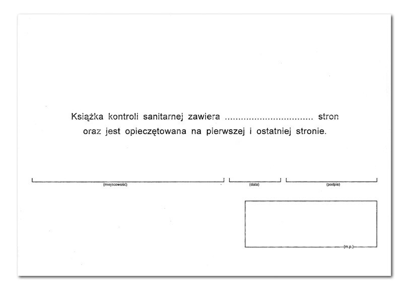 Książka kontroli sanitarnej Ksn-1