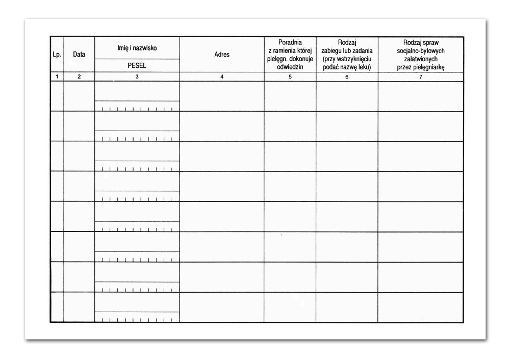 Książka pracy terenowej pielęgniarki Og-10