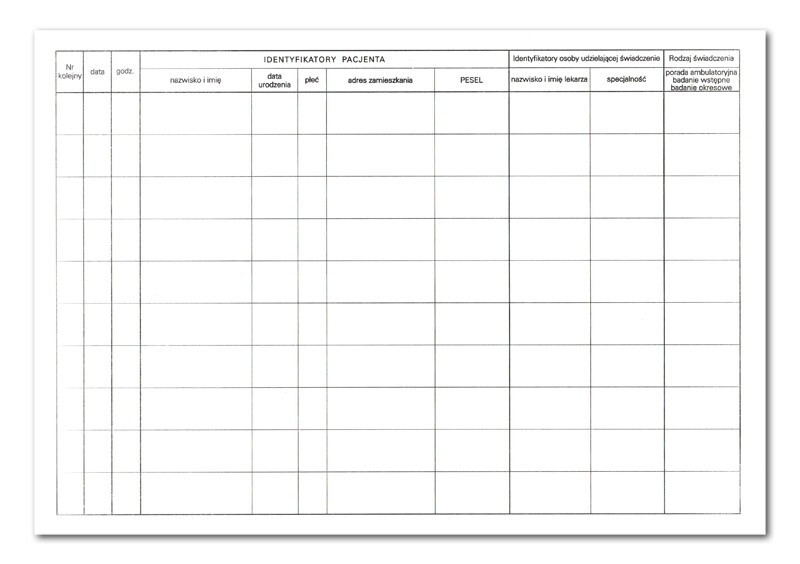 Księga główna przychodni MZ/Ks-2 - format A3
