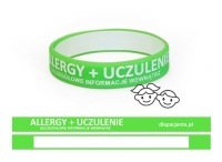 Opaska silikonowa na nadgarstek dla dzieci - Jestem alergikiem zielona