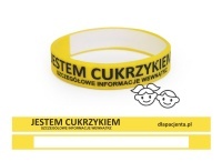 Opaska silikonowa na nadgarstek dla dzieci - Jestem cukrzykiem żółta