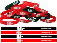 Opaska silikonowa na nadgarstek - Grupa krwi -  czerwona