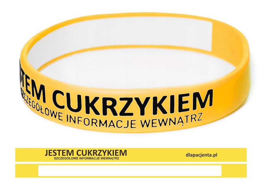 Opaska silikonowa na nadgarstek - Jestem cukrzykiem