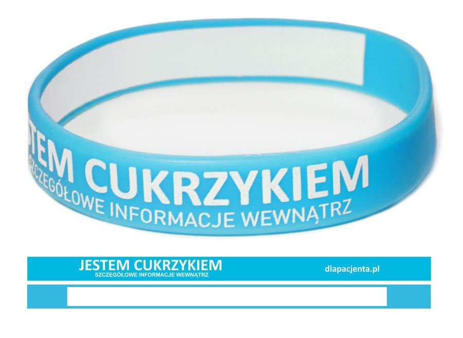 Opaska silikonowa na nadgarstek - Jestem cukrzykiem