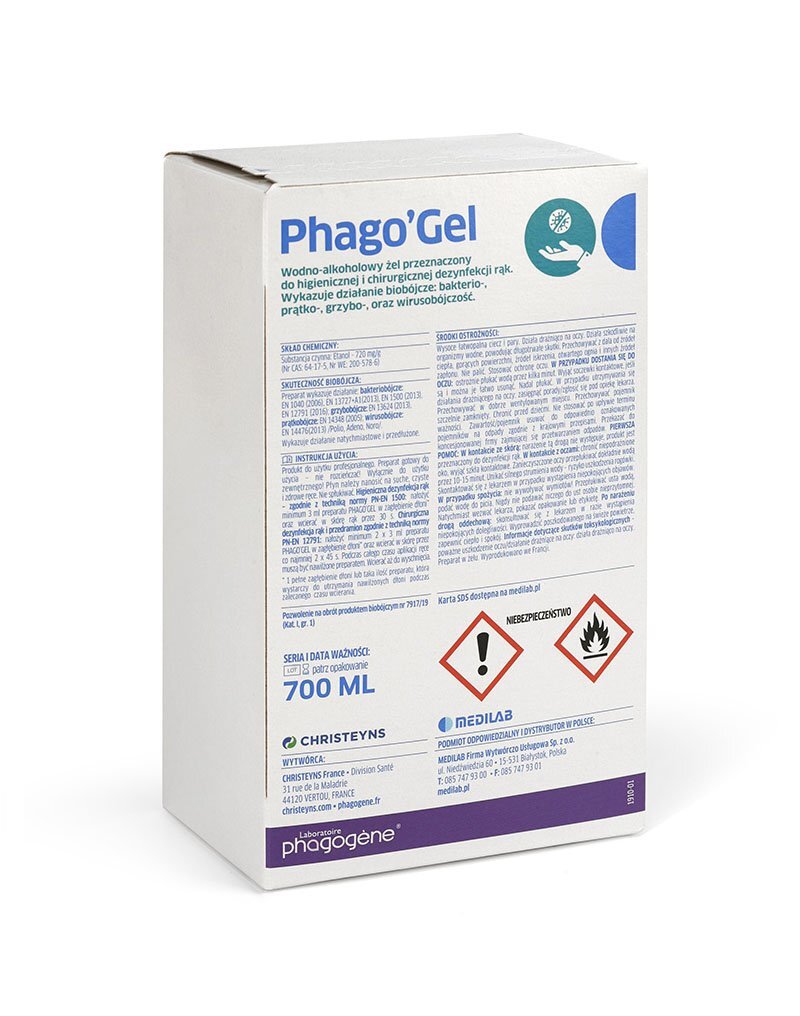 Phago'Gel Sterisol - żel wirusobójczy do dezynfekcji rąk metodą wcierania 700ml