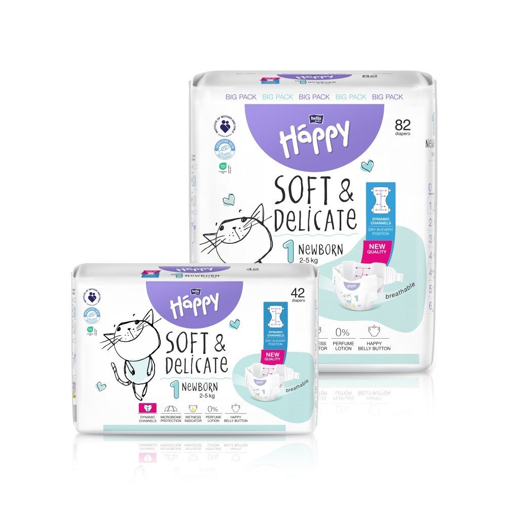 Pieluszki Bella Baby Happy - Newborn (1) - od 2kg do 5kg - 42szt.