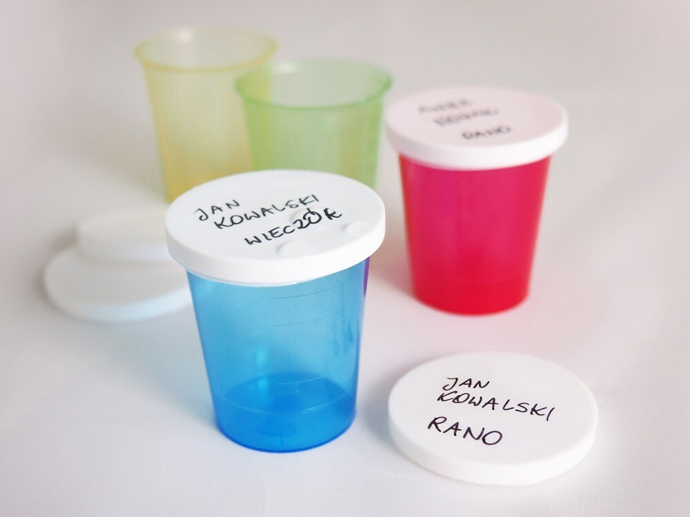 Pokrywka na kieliszek do dawkowania leków - biała - 80szt.