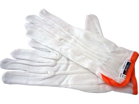 Rękawiczki bawełniane z pomarańczowym paskiem, rozmiar 8 - 12 par