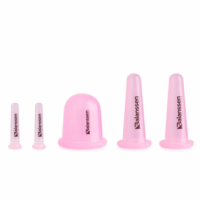 Silikonowe bańki akupunkturowe (chińskie) do twarzy, szyi i dekoltu - różowe - 5szt.