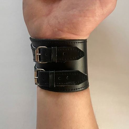 Skórzana opaska na nadgarstek - 2 paski