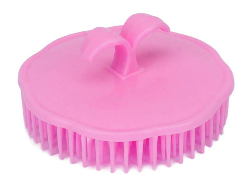 Szczotka do mycia i masażu głowy z tworzywa sztucznego - różowa