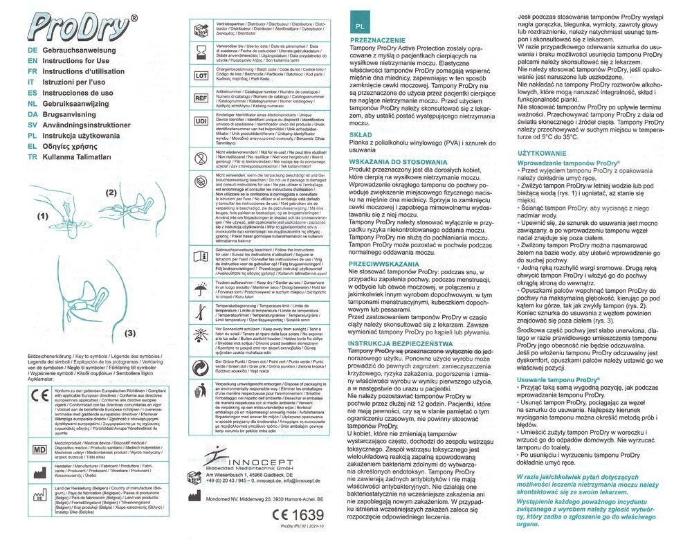 Tampon podpierający ProDry przy nietrzymaniu moczu - 10szt.