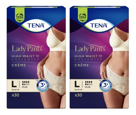 TENA Lady Pants Plus L CREME/beżowe - bielizna chłonna dla kobiet 2x30szt.