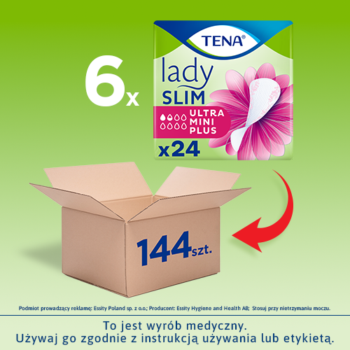 TENA Lady Slim Ultra Mini Plus - specjalistyczne wkładki anatomiczne 6x24szt.