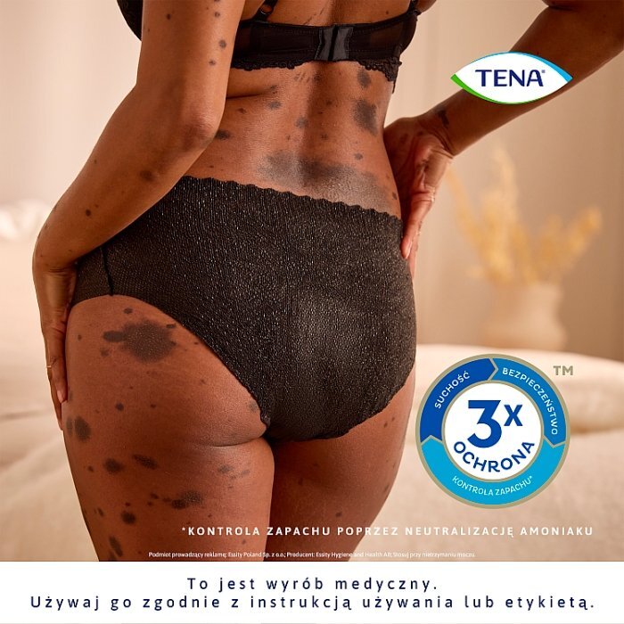 TENA Silhouette Plus M BLACK/czarny - bielizna chłonna z niskim stanem dla kobiet 12szt.