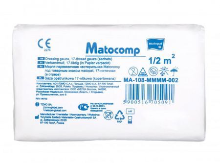 TZMO gaza opatrunkowa Matocomp - niejałowa 0,5 m2