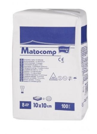 TZMO kompresy gazowe Matocomp niejałowe 13-nitkowe 10x10cm 100szt.