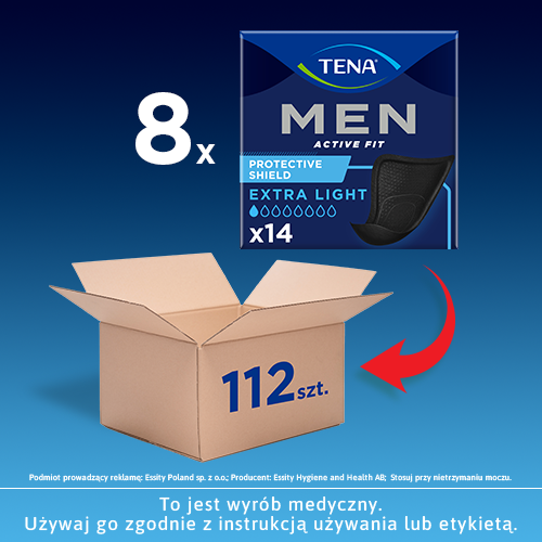 Wkłady anatomiczne dla mężczyzn TENA Men Active Fit Level 0 (extra light) - 8x14szt.