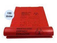 Worki na odpady medyczne - zakaźne (czerwone) 150L objętych kodami odpadu 180102; 180103; 180180; 180182 - 10szt